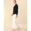 INSPIRE CHIC Women's Office Keyhole Elegant Stand Collar Long Sleeve Back Neck Button Blouse - 4 of 4