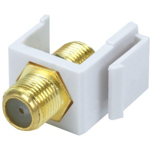 Monoprice Keystone Jack - Modular F Type (White) - (No Logo) For Use With Keystone Panels Or Wall Plates - 1 of 2