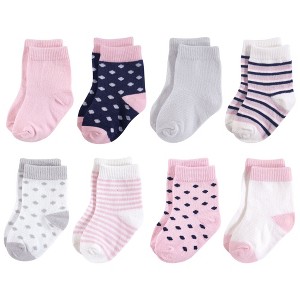 Touched by Nature Baby Girl Organic Cotton Socks, Navy Lt. Pink - 1 of 4