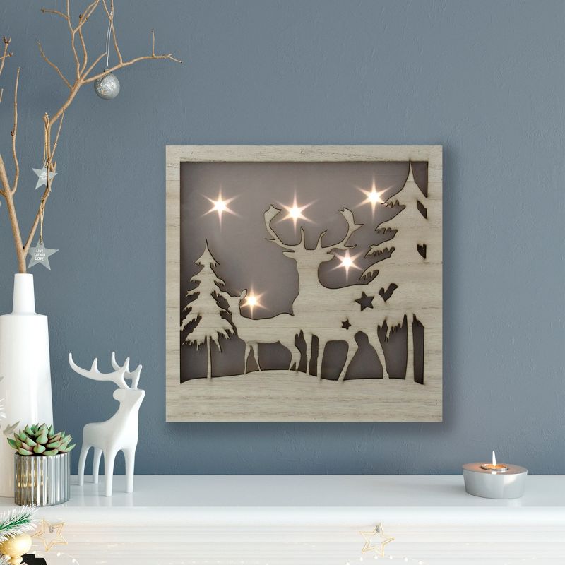 Northlight LED Lighted Buck and Doe Silhouette Wood Christmas Wall Plaque, 2 of 5