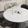 Versatile Dining Table with Marble-Pattern Stone Top & Steel Base - 4 of 4