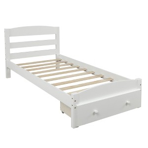 NicBex Twin Size Wood Platform Bed with 1 Drawer and Headboard for Adults/Boys/Girls - 1 of 4