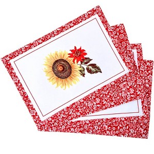 The Lakeside Collection Jacobean Sunflower Set of 4 Placemats and Runner - Set of 4 Placemats - 1 of 3
