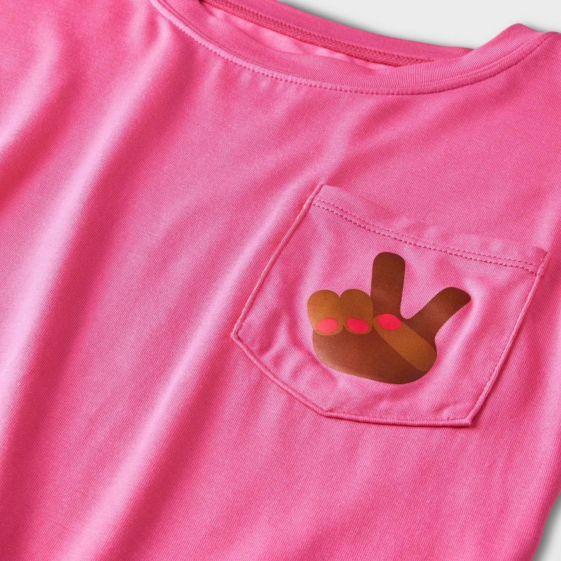 Elle Olivia Toddler Girls' 2pc Peace Fingers Pajama Set - Vibrant Pink, 3 of 10