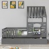 Twin Size House Bed for Kids, Twin Bed with Rails and 2 Storage Drawers, Wooden Playhouse Beds with Roof and Window - 2 of 4