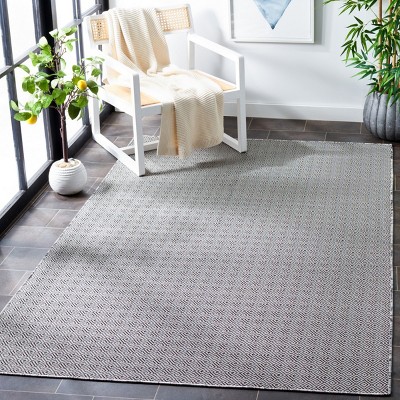Hampton Grey and Black Rectangular Wool Area Rug