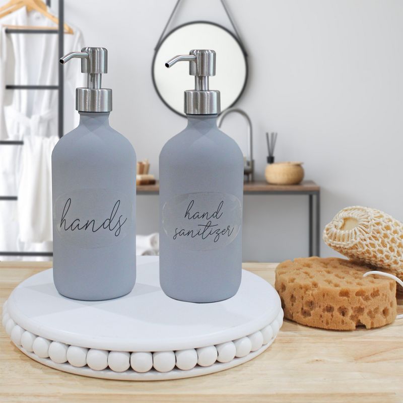 Cornucopia Brands 16oz Gray Pump Bottles 2pk; Gray Coated Glass Soap Dispenser Pump Bottles for Lotion, Hand Care & Liquid Soap, 4 of 9