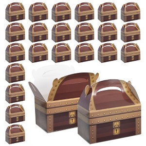 Blue Panda 24 Pack Treasure Chest Gable Party Treat Favor Boxes for Kids Pirate Birthday Decorations (6.25 x 3.6 x 3.5 In) - 1 of 4