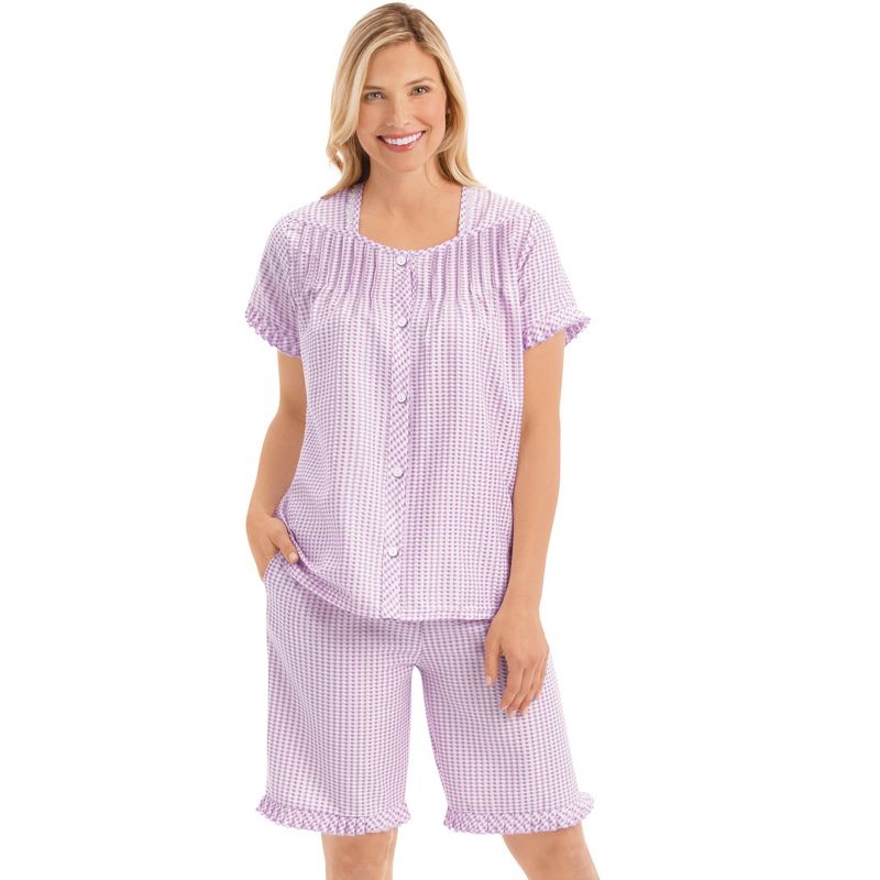 Collections Etc 2-Piece Gingham Check Shorts and Top Pajama Set, 3 of 5