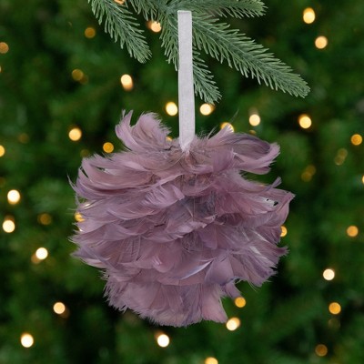 6" Light Purple Feather Christmas Ball Ornament