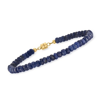 Ross-Simons 30.00 ct. t.w. Sapphire Bead Bracelet With 14kt Yellow Gold Magnetic Clasp