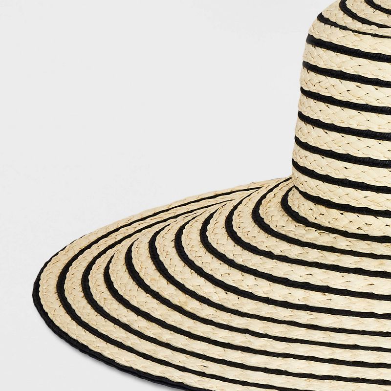 Striped Straw Down Brim Hat - A New Day™ Natural/Black, 5 of 6