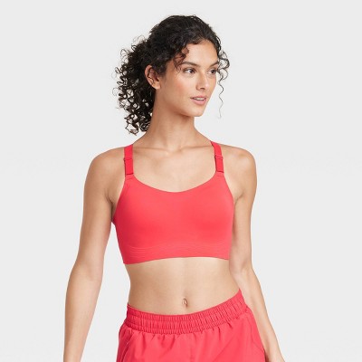 Women's High Support Embossed Racerback Run Sports Bra - All In Motion™  Coral Red S : Target