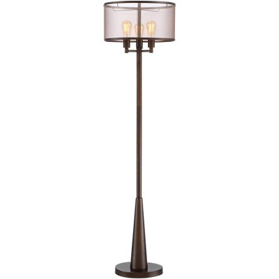Durango 62" Rustic Edison Bronze Floor Lamp with Sheer Shade