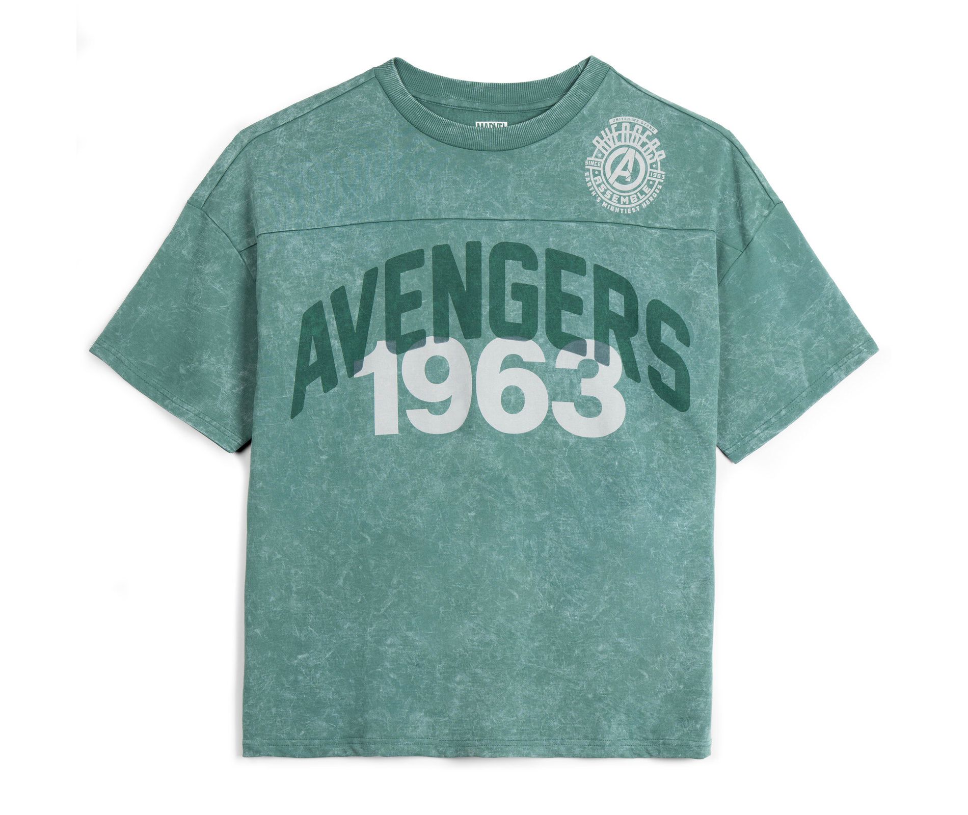 Evergreen Classics Avengers Mens French Terry Drop Shoulder T-Shirt Green Medium
