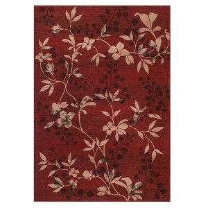 Washable Floral Leaf Print Area Rug for Living Room Bedroom, Large Non Slip Floor Carpet for Kitchen Dining Room - 1 of 4
