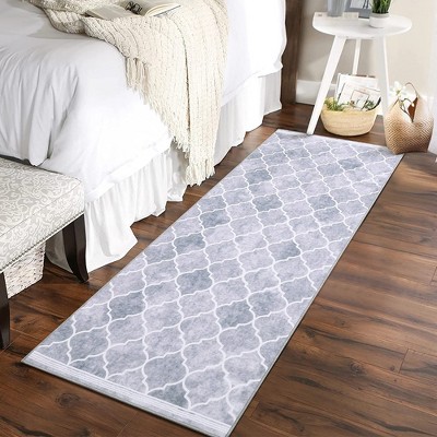 Moroccan Geometric Rug Modern Non-Slip Low Pile Rug Washable Boho Rug