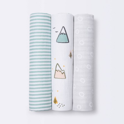 Muslin Swaddle Blankets Adventure Cloud Island Blue 3pk Target