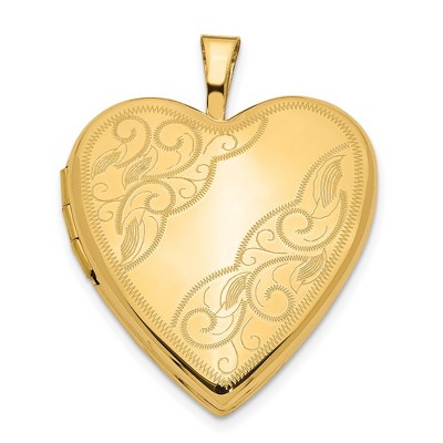 Black Bow Jewelry 14k Yellow Gold 20mm Swirl Etched Heart Locket