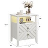 Coolmee LED Night Stand with 2 Storage Drawers and Legs, Farmhouse Nightstand with Open Storage Shelf, Rustic Bedside Table for Bedroom Living Room - 2 of 4