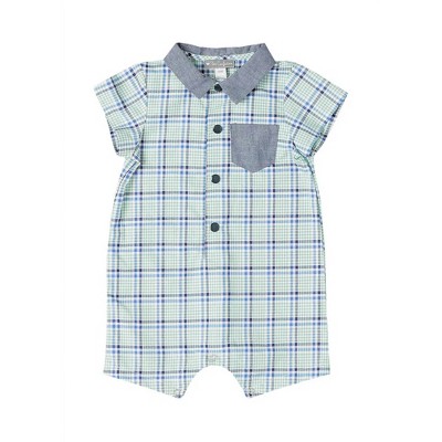 Boy's Plaid Pocket Romper - Petit Confection