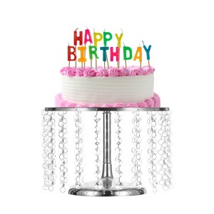 Unique Bargains Wedding Party Metal Cake Stand with Crystal Bling Pendants - 1 of 4
