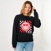 S.W.Smiley Checkered Heart Eyes Smiley -  Women's Graphic Sweatshirt - 3 of 4