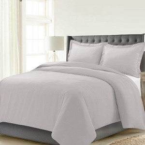 Pointehaven 190 GSM 100% Soft Cotton Ultra Heavy Weight Flannel Printed or Solid Oversized Duvet Set - 1 of 4