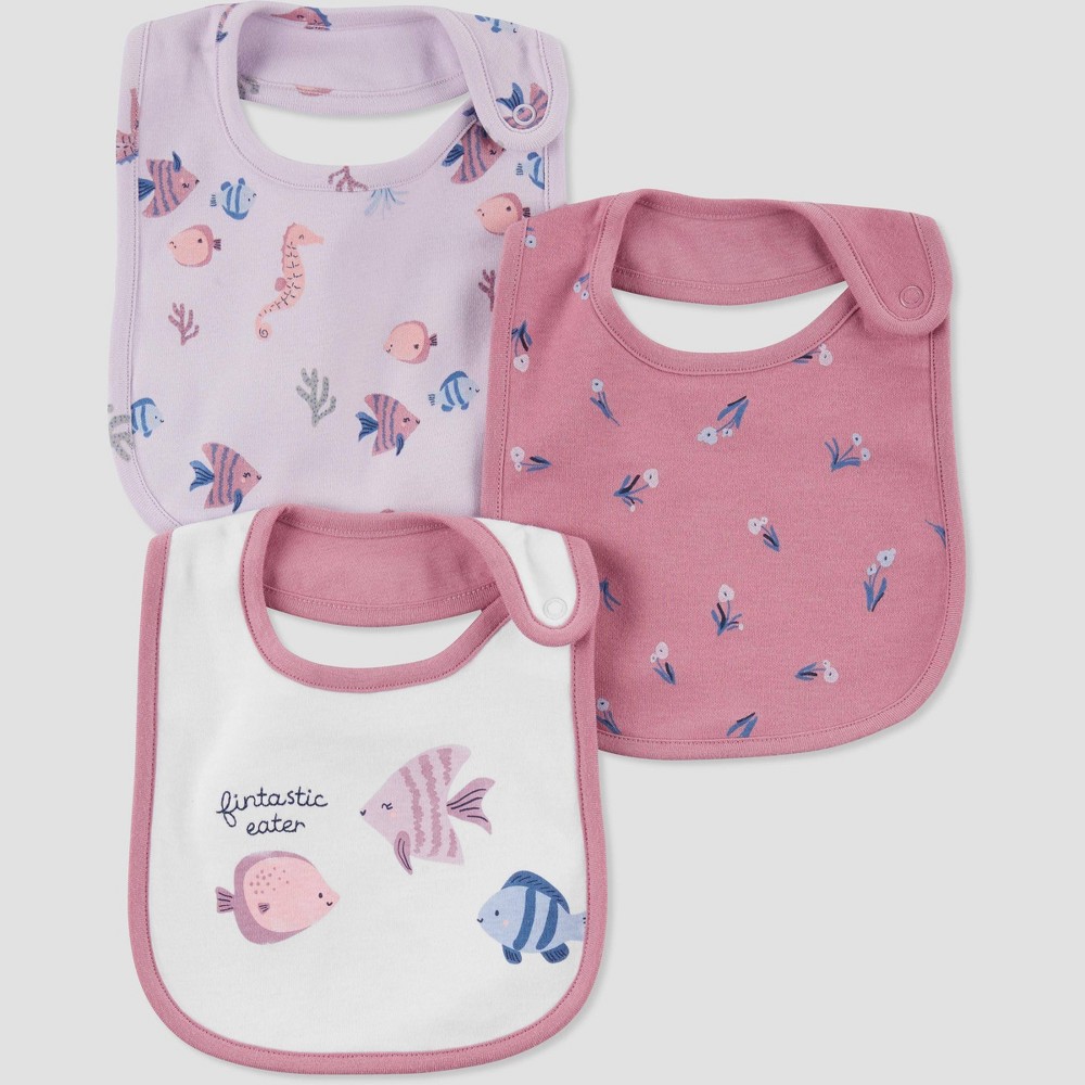 Baby Girls' 3pk Sea Creatures Bib - Just One You made by carter's Purple