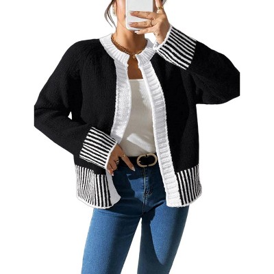 Coolmee Womens Fall Cardigan Sweaters Crewneck Long Sleeve Open Front Knit Sweater Women Fashion Cardigans