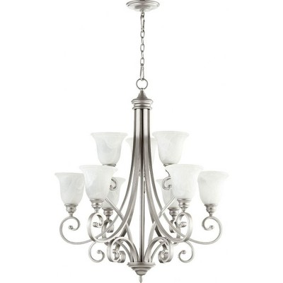 Quorum Lighting Bryant 9-Light Chandelier, Classic Nickel, 31 Width, 36.25 Height