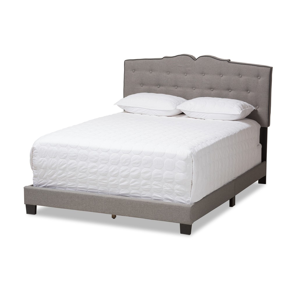 Photos - Bed Frame King Vivienne Modern and Contemporary Fabric Upholstered Bed Light Gray 