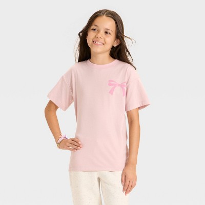 Girls' Short Sleeve Oversized Seoul Graphic T-Shirt - Cat & Jack™ Dusty Pink