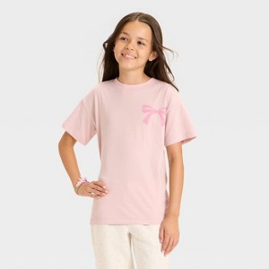 Girls' Short Sleeve Oversized Seoul Graphic T-Shirt - Cat & Jack™ Dusty Pink - 1 of 4