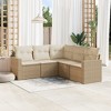 vidaXL Patio Sofa Set with Cushions Outdoor Furniture 5 Piece Poly Rattan - Beige and Cream Without Table - 2 of 4