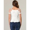 INSPIRE CHIC Women's Square Neck Mesh Sheer Short Sleeve Peplum Tops - 4 of 4