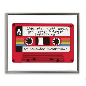 Stupell Industries With The Right Music Vintage Cassette Floating Frame Canvas Art, Gray, 21" x 17" - 1 of 4