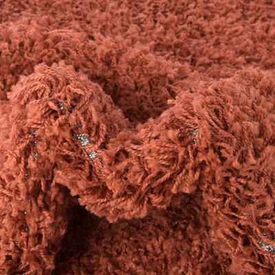 Luxurious 8' x 10' Blue Solid Shag Synthetic Area Rug