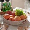 BRINJOY 13.8" Round Woven Tray with Handles - White Washed Rattan Coffee Table Decor, Serving Tray for Food & Decor - 3 of 4