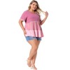 Agnes Orinda Women's Plus Size Babydoll Ruffle Tiered Short Sleeve Lace Trim Casual Loose Flowy Swing Blouses - 3 of 4