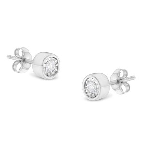 Haus of Brilliance Silver 1/5 Cttw Diamond Miracle-Set Bezel Barrel Style Stud Earrings - 1 of 4