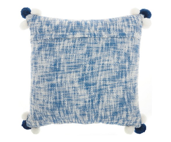 Mina Victory 20"x20" Pom Pom Corner Throw Pillow Blue