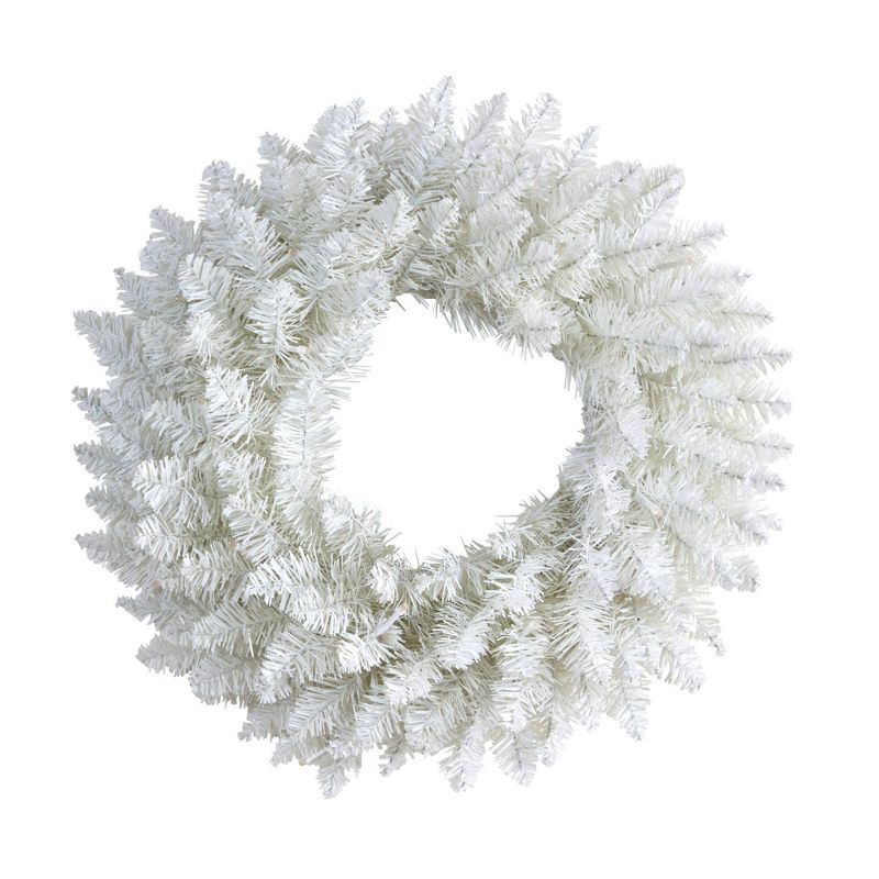 Nearly Natural 18&#34; Pre-lit LED Colorado Spruce Artificial Christmas Wreath White with Warm White Lights, 4 of 6