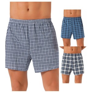 INSPIRE CHIC Men's 3 Pack Classic Elastic Waistband Plaid Printing Boxer Shorts - 1 of 4