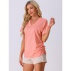 cheibear Womens Rayon Sleep T Shirt V Neck Pajamas Top - 2 of 4