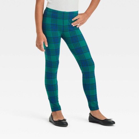 Girls Plaid Leggings Cat Jack Dark Green S Target