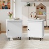 Tangkula 2PCS Nightstand Mid Century Modern End Table w/Door Heavy-Duty Metal Legs - 2 of 4