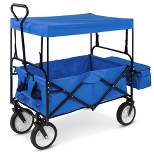 Best Choice Products Folding Utility Cargo Wagon Cart w/ Removable Canopy, Cup Holders