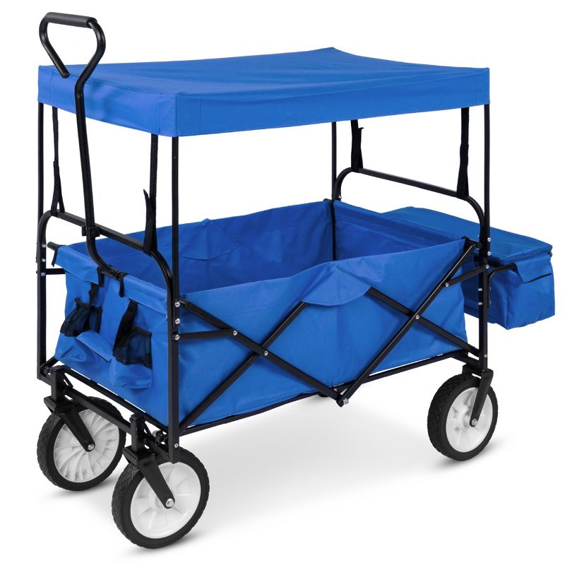 Best Choice Products Folding Utility Cargo Wagon Cart w/ Removable Canopy, Cup Holders, 1 of 8