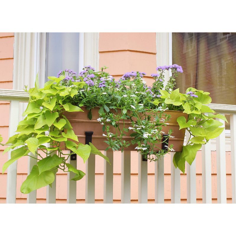 24&#34; Wide Rectangular Copper Plated Medium Galvanized Steel Planter Box with Wall Brackets - ACHLA Designs, 5 of 7